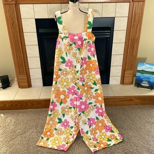 Coercion de Vague Yellow Flower Power, Side Pockets, Palazzo Jumpsuit, Sz 2XL